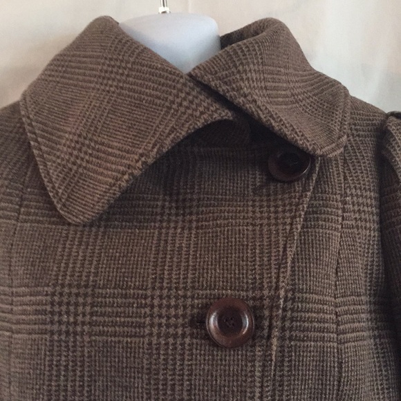 Mackage brown plaid wool w leather accents SP - Picture 2 of 5